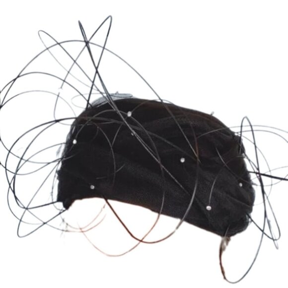 Jack McConnell Hat Vintage Feathers Rhinestones Black - Picture 1 of 10